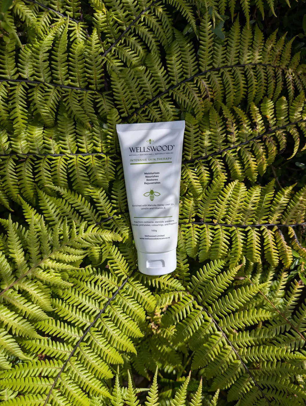 Wellswood Intensive Skin Therapy among native New Zealand ferns